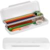 BTSKY Little Duck Double Layers Plastic Pencil Box Cute Pen Box Organizer Plastic Storage Box with Compact Size for Pencils, Erasers, Paper Clips and Other Small Stationery Supplies, White(White)