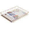 BTSKY Multipurpose A4 File Tray Wire Desk Tray Organizer Elegant Letter Size Desk Documents Trays Magazine Files Storage Basket Organizer Bin for Office Cosmetics Bathroom(Rose Gold)(Rose Gold)
