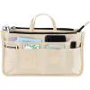 BTSKY New Printing Handbag Organizers Inside Purse Insert-High Capacity 13 Pockets Bag Tote Organizer with Handle Peacock Flower(Beige)