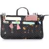 BTSKY New Printing Handbag Organizers Inside Purse Insert-High Capacity 13 Pockets Bag Tote Organizer with Handle Peacock Flower(Black+Pink)