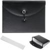 BTSKY PU Leather Expanding File Folders-13 Pockets A4 Letter Size Paper File Folder Accordion Business Document Organizer with Fasteners and Tabs (Black)(Black)
