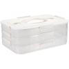 BTSKY Plastic Food Storage Container with lids, Dumpling Storage Box, Cookie Carrier Cookie Sheet with Lid, Portable Large Food Container for Snack, Fruit, Vegetables, Meat, Wontons(3-Layer, Orange)(White-3 Layer)