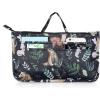 BTSKY Printing Handbag Organizers Inside Purse Insert – High Capacity 13 Pockets Bag Tote Organizer with Handle(Blue Lotus)(Black Animal)