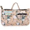 BTSKY Printing Handbag Organizers Inside Purse Insert – High Capacity 13 Pockets Bag Tote Organizer with Handle(Blue Lotus)(White Flower)