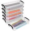 BTSKY Set of 6 Large Capacity Pencil Box, Office Supplies Storage Organizer, Brush Painting Pencils Container for Watercolor Pens and Drawing Tools (Black)(Black)