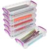 BTSKY Set of 6 Large Capacity Pencil Box, Office Supplies Storage Organizer, Brush Painting Pencils Container for Watercolor Pens and Drawing Tools (Black)(Purple)
