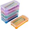 BTSKY Set of 6 Large Capacity Pencil Box, Office Supplies Storage Organizer, Brush Painting Pencils Container for Watercolor Pens and Drawing Tools (Black)(6 Colors)