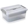 BTSKY Stack & Carry Box, Clear Plastic Storage Container Stackable Home Utility Box with Removable Tray Multi-Purpose Storage Bin for Organizing Stationery, Sewing, Art Craft Supplies(Blue)(Grey)