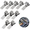 BTSKY Stainless Pen Holder Clip for Notebook and Clipboard with Spring 5 Top & 5 Side Fit Fits Almost All Pen Size, Use in Home Office Kitchen Car and Pocket 10 Pack (Silver)