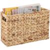 imageBTSKY Woven Magazine Holder Water Hyacinth Magazine Basket Natural Narrow Storage Basket Bin for Books ampamp Files Magazine Rack with BuiltinHandle for Home Office ampamp Desk  154x55x98 Inch