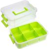 BTSKY 3 Layer Stack & Carry Box, Plastic Multipurpose Portable Storage Container Box Handled Organizer Storage Box with Removable Tray for Organizing Sewing, Art Craft, Supplies Green