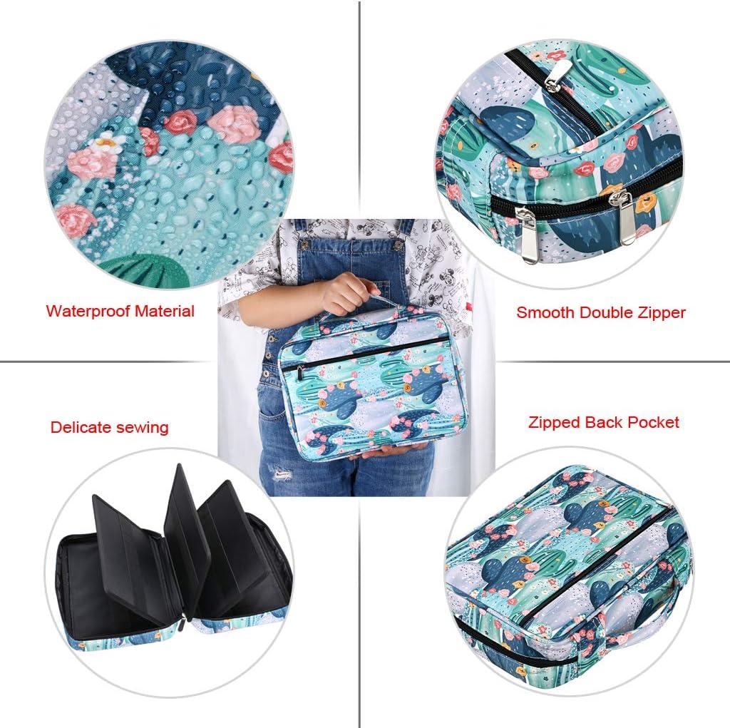 imageBTSKY Colored Pencil Case 220 Slots Pen Pencil Bag Organizer with Handy Wrap Portable Multilayer Holder for Prismacolor Crayola Colored Pencils ampamp Gel PenBlackCactus