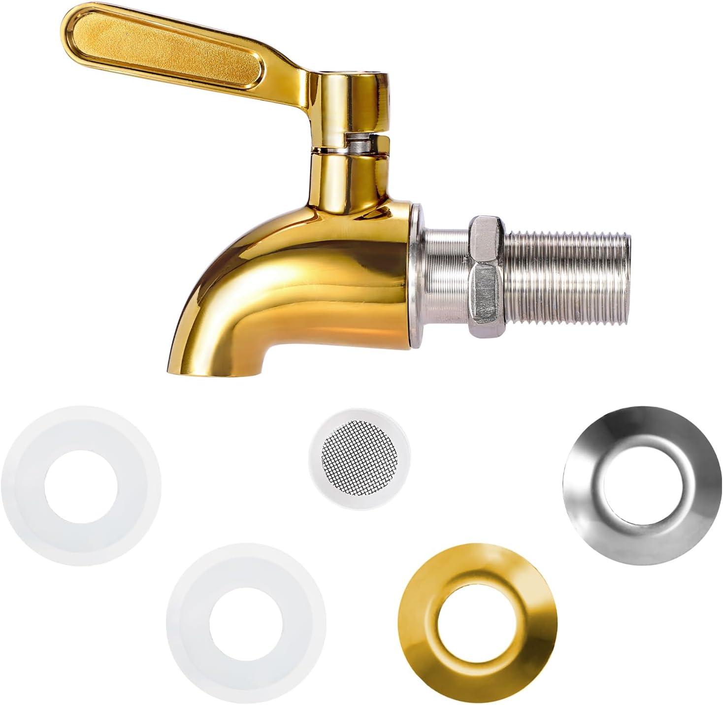 imageBTSKYStainless Steel Beverage Dispenser Replacement Spigot Fits 16mm58 inchOpening No Lead Dispenser Replacement Faucet Polished FinishGold