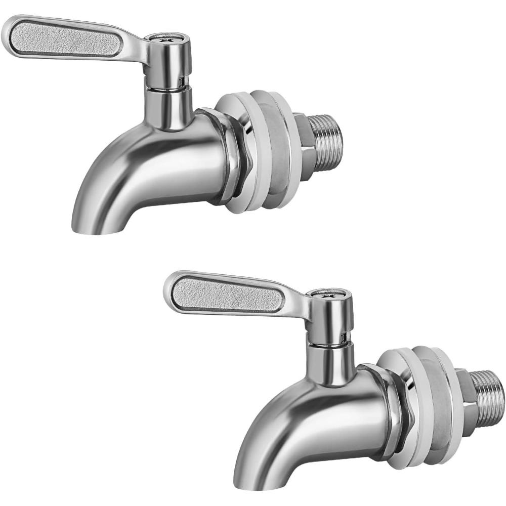 imageBTSKYStainless Steel Beverage Dispenser Replacement Spigot Fits 16mm58 inchOpening No Lead Dispenser Replacement Faucet Polished FinishSliver2 Pack