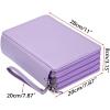 BTSKY 200 Slots Colored Pencil Organizer – Deluxe PU Leather Pencil Case Holder With Removal Handle Strap Pencil Box Large for Colored Pencils Watercolor Pencils Purple