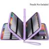 BTSKY 200 Slots Colored Pencil Organizer – Deluxe PU Leather Pencil Case Holder With Removal Handle Strap Pencil Box Large for Colored Pencils Watercolor Pencils Purple