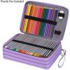 BTSKY 200 Slots Colored Pencil Organizer – Deluxe PU Leather Pencil Case Holder With Removal Handle Strap Pencil Box Large for Colored Pencils Watercolor Pencils Purple