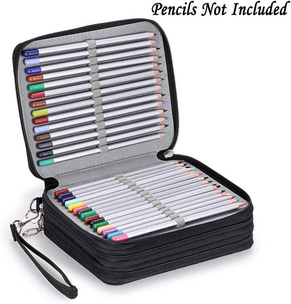 imageBTSKY Zippered Pencil CaseCanvas 72 Slots Handy Pencil Holders for for Prismacolor Watercolor Pencils Crayola Colored Pencils Marco Pencils BlackBlack