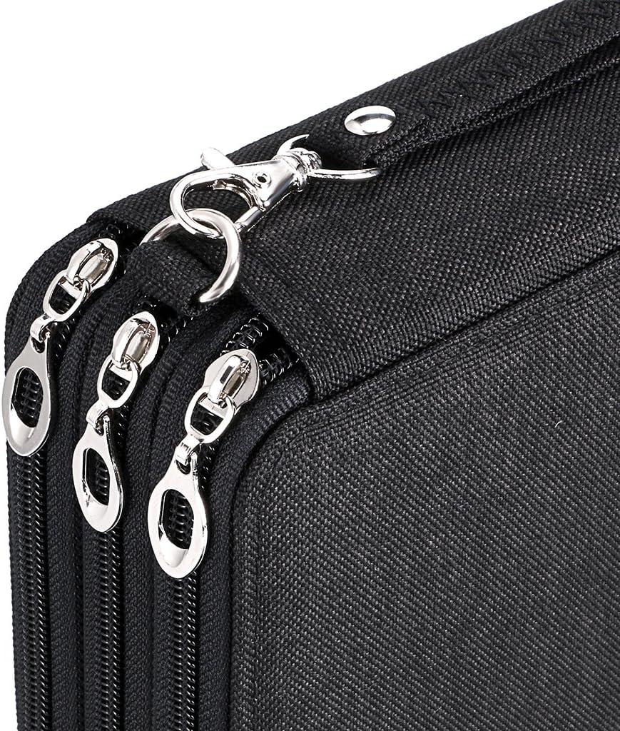 imageBTSKY Zippered Pencil CaseCanvas 72 Slots Handy Pencil Holders for for Prismacolor Watercolor Pencils Crayola Colored Pencils Marco Pencils BlackBlack