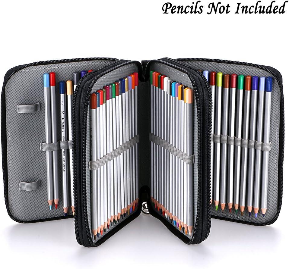imageBTSKY Zippered Pencil CaseCanvas 72 Slots Handy Pencil Holders for for Prismacolor Watercolor Pencils Crayola Colored Pencils Marco Pencils BlackBlack