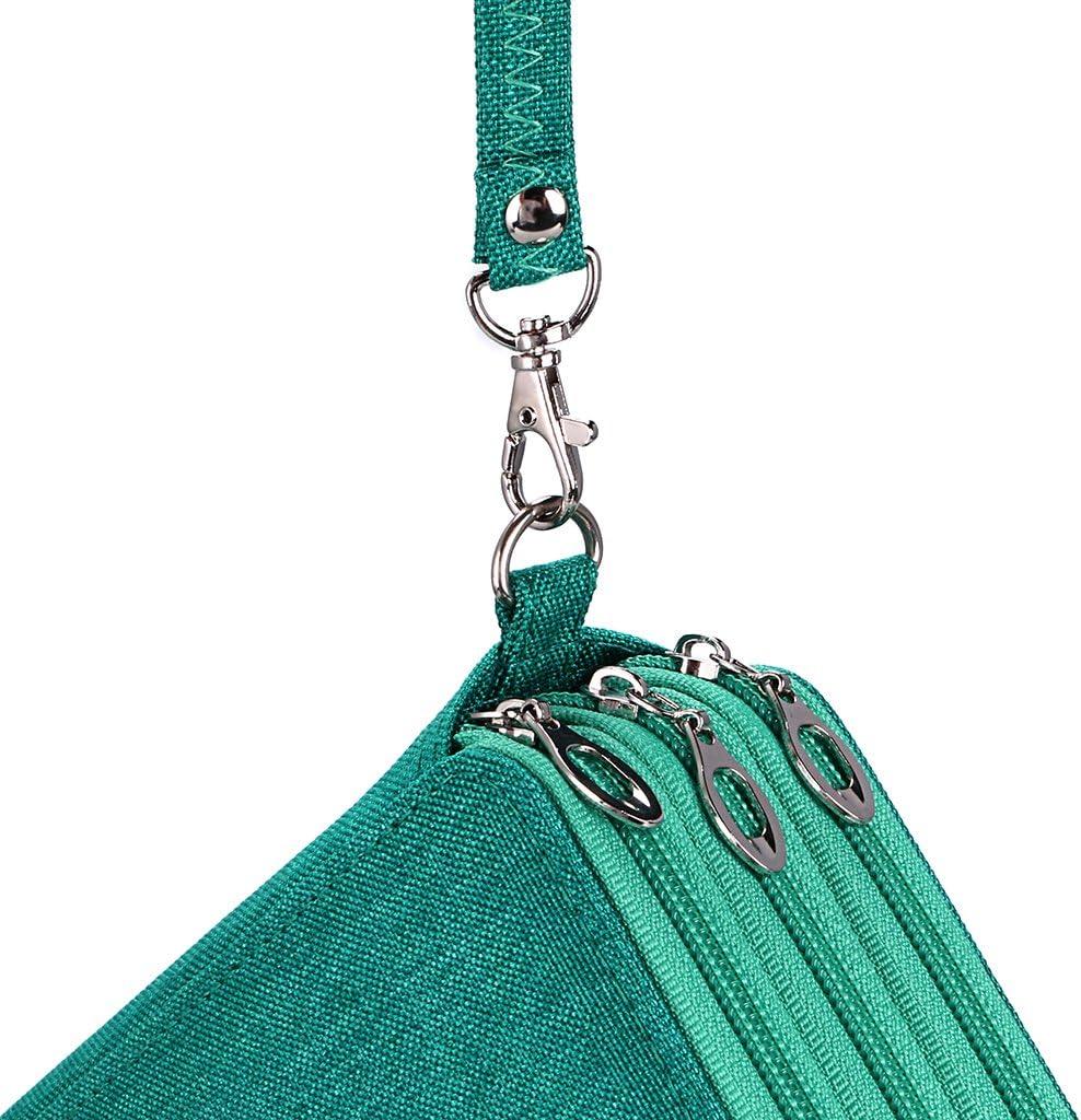 imageBTSKY Zippered Pencil CaseCanvas 72 Slots Handy Pencil Holders for for Prismacolor Watercolor Pencils Crayola Colored Pencils Marco Pencils BlackGreen