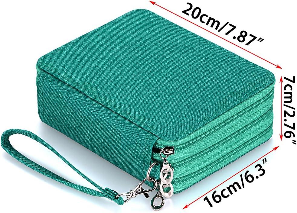 imageBTSKY Zippered Pencil CaseCanvas 72 Slots Handy Pencil Holders for for Prismacolor Watercolor Pencils Crayola Colored Pencils Marco Pencils BlackGreen