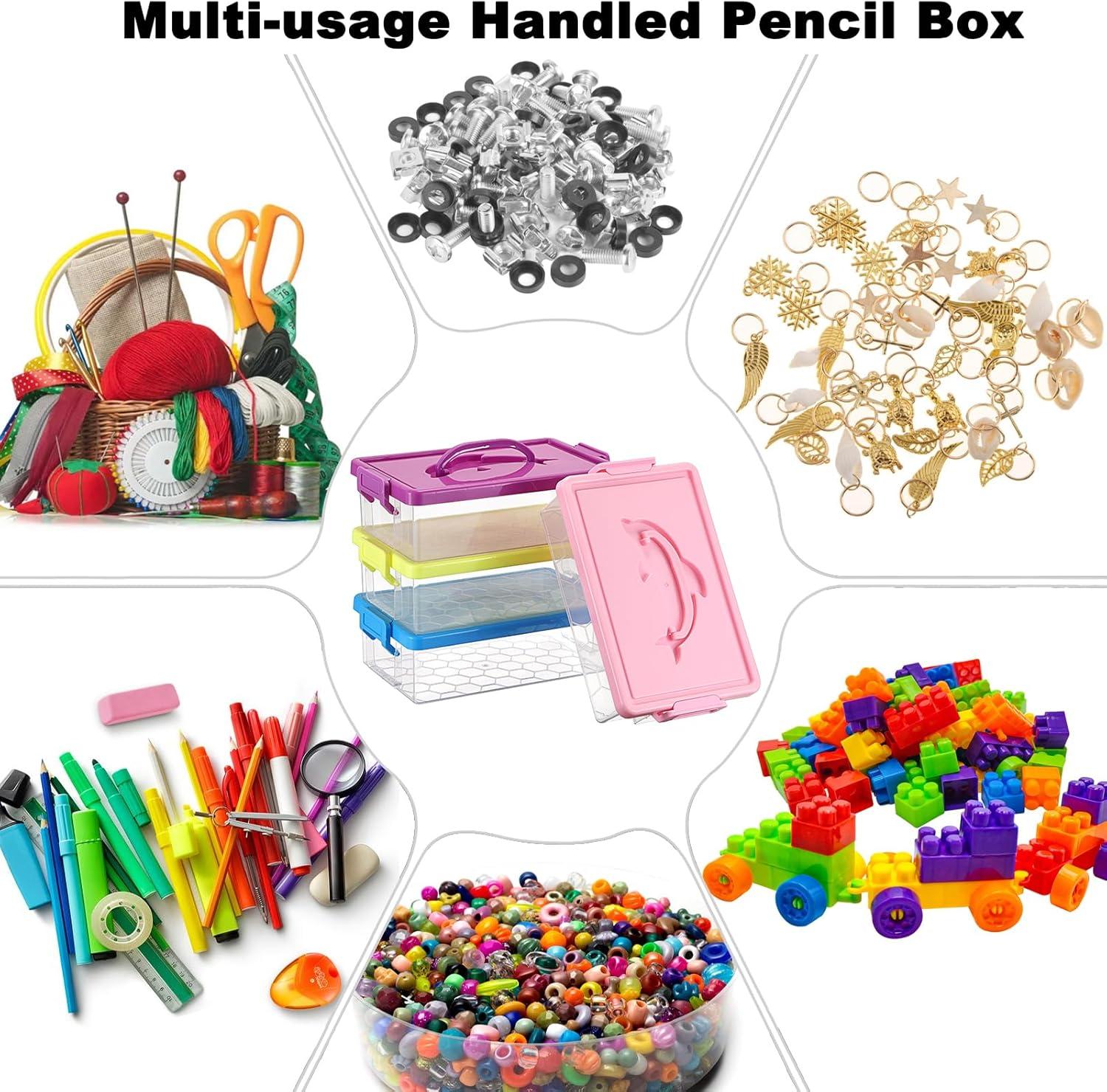 imageBTSKY 1Pack Clear Plastic Storage Box with Lid Stackable Organizer Featuring EasyLift Dolphin Design MultiUse Portable Container for Home Craft Office SpaceSaving with SecureClasp Pink4 Colors