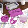 BTSKY 1-Pack Clear Plastic Storage Box with Lid, Stackable Organizer Featuring Easy-Lift Dolphin Design, Multi-Use Portable Container for Home, Craft, Office, Space-Saving with Secure-Clasp, Pink(Purple)