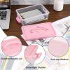BTSKY 1-Pack Clear Plastic Storage Box with Lid, Stackable Organizer Featuring Easy-Lift Dolphin Design, Multi-Use Portable Container for Home, Craft, Office, Space-Saving with Secure-Clasp, Pink(Pink)