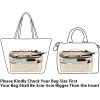 BTSKY Printing Handbag Organizers Inside Purse Insert – High Capacity 13 Pockets Bag Tote Organizer with Handle (Peony)(Beige)