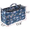 BTSKY Printing Handbag Organizers Inside Purse Insert – High Capacity 13 Pockets Bag Tote Organizer with Handle (Peony)(Dark Blue)
