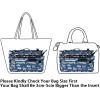 BTSKY Printing Handbag Organizers Inside Purse Insert – High Capacity 13 Pockets Bag Tote Organizer with Handle (Peony)(Dark Blue)