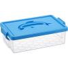 BTSKY 1-Pack Clear Plastic Storage Box with Lid, Stackable Organizer Featuring Easy-Lift Dolphin Design, Multi-Use Portable Container for Home, Craft, Office, Space-Saving with Secure-Clasp, Pink(Blue)