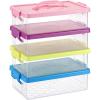 BTSKY 1-Pack Clear Plastic Storage Box with Lid, Stackable Organizer Featuring Easy-Lift Dolphin Design, Multi-Use Portable Container for Home, Craft, Office, Space-Saving with Secure-Clasp, Pink(4 Colors)
