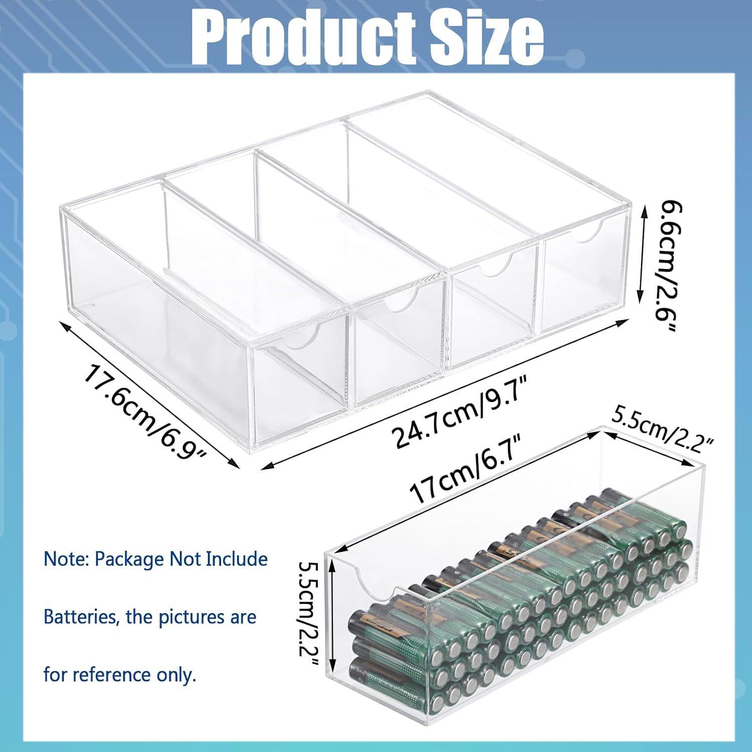 BTSKY 1 Pack Clear Acrylic Battery Storage Organizer for AA, AAA, 9V, C ...