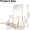 BTSKY Golden Glass Brochure Holder 8.5 x 11 Inches, Countertop Pamphlet Holder Display Stand with Business Card Holder, Trifold Flyer Holder, Clear Elegant Brochure Display Stand for Magazine Booklets(8.5”x11” with Pocket)
