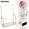 BTSKY Golden Glass Brochure Holder 8.5 x 11 Inches, Countertop Pamphlet Holder Display Stand with Business Card Holder, Trifold Flyer Holder, Clear Elegant Brochure Display Stand for Magazine Booklets(5.5”x8.5”)