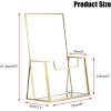 BTSKY Golden Glass Brochure Holder 8.5 x 11 Inches, Countertop Pamphlet Holder Display Stand with Business Card Holder, Trifold Flyer Holder, Clear Elegant Brochure Display Stand for Magazine Booklets(5.5”x8.5”)