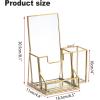 BTSKY Golden Glass Brochure Holder 8.5 x 11 Inches, Countertop Pamphlet Holder Display Stand with Business Card Holder, Trifold Flyer Holder, Clear Elegant Brochure Display Stand for Magazine Booklets(4″x8″ with 2 Pocket)