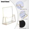BTSKY Golden Glass Brochure Holder 8.5 x 11 Inches, Countertop Pamphlet Holder Display Stand with Business Card Holder, Trifold Flyer Holder, Clear Elegant Brochure Display Stand for Magazine Booklets(8.5”x11”)