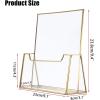 BTSKY Golden Glass Brochure Holder 8.5 x 11 Inches, Countertop Pamphlet Holder Display Stand with Business Card Holder, Trifold Flyer Holder, Clear Elegant Brochure Display Stand for Magazine Booklets(8.5”x11”)