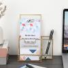BTSKY Golden Glass Brochure Holder 8.5 x 11 Inches, Countertop Pamphlet Holder Display Stand with Business Card Holder, Trifold Flyer Holder, Clear Elegant Brochure Display Stand for Magazine Booklets(4″x8″ with 2 Pocket)