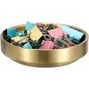 BTSKY 2 Pack Flat Golden Paper Clip Holder, Stackable Desk Organizer Metal Storage Bowl for Small Office Supplies Paper Clips & Tiny Parts, Cute Round Jewelry Storage for Office Bathroom Vanity(Round – 1 PACK)