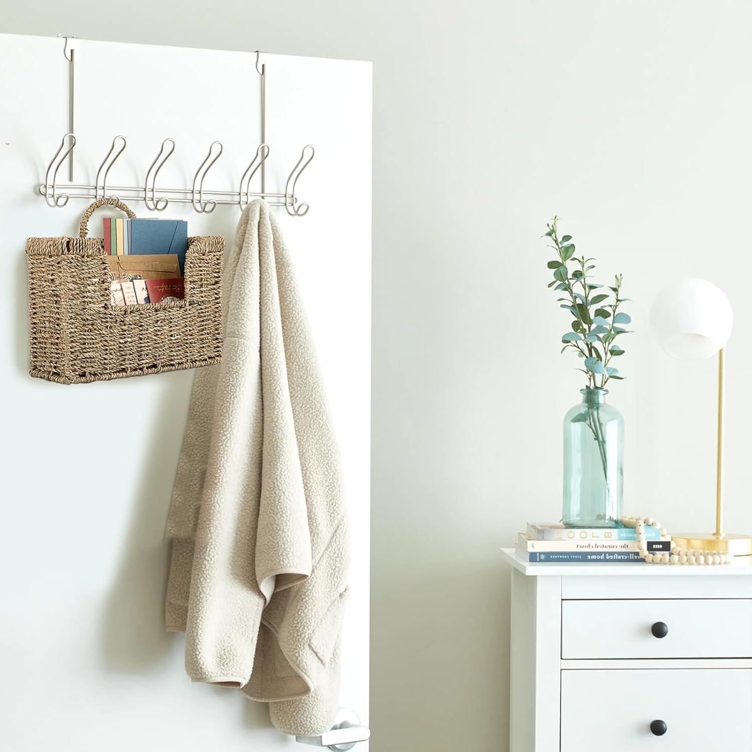 image:imageBTSKY Woven Hanging Magazine Holder Water Hyacinth Magazine Basket Wall Mounted Storage Basket for Books amp Files Wall File Organizer Magazine Rack with Handle for Home amp Office 118x43x79 InchSea Grass