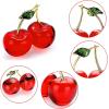 BTSKY Crystal Cherry Figurine Glass Fruit Status Paperweight Tabletop Centerpiece Collectible Art Table Home Decor Ornament Christmas Wedding Birthday Decoration Gift
