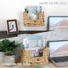 BTSKY Woven Hanging Magazine Holder, Water Hyacinth Magazine Basket, Wall Mounted Storage Basket for Books & Files, Wall File Organizer Magazine Rack with Handle for Home & Office – 11.8×4.3×7.9 Inch(Water Hyacinth)
