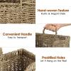 BTSKY Woven Hanging Magazine Holder, Water Hyacinth Magazine Basket, Wall Mounted Storage Basket for Books & Files, Wall File Organizer Magazine Rack with Handle for Home & Office – 11.8×4.3×7.9 Inch(Sea Grass)