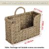 BTSKY Woven Hanging Magazine Holder, Water Hyacinth Magazine Basket, Wall Mounted Storage Basket for Books & Files, Wall File Organizer Magazine Rack with Handle for Home & Office – 11.8×4.3×7.9 Inch(Sea Grass)