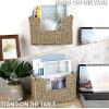 BTSKY Woven Hanging Magazine Holder, Water Hyacinth Magazine Basket, Wall Mounted Storage Basket for Books & Files, Wall File Organizer Magazine Rack with Handle for Home & Office – 11.8×4.3×7.9 Inch(Sea Grass)