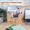 BTSKY Woven Hanging Magazine Holder, Water Hyacinth Magazine Basket, Wall Mounted Storage Basket for Books & Files, Wall File Organizer Magazine Rack with Handle for Home & Office – 11.8×4.3×7.9 Inch(Water Hyacinth)